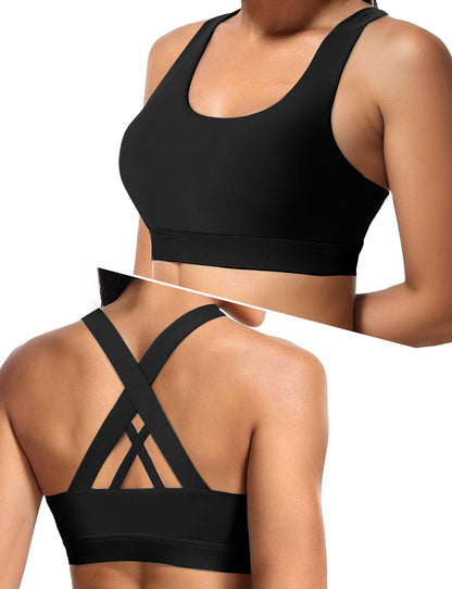 Sports Bras for Women High Support Large Bust, Outdoors High Impact Yoga Wireless Padded Bras,White Padded Low Back Athletic Sleep Workout Strappy Racerback Sports Bra Black XL-1