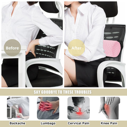 Lumbar Roll Pillow for Lower Back, Lumbar Support Foam Roll Cushion with Pillowcase and Upgraded Strap for Office, Chair, Car, Seat Pain Relief & Improving Posture (Light Pink, Long-15 * 4.3'')