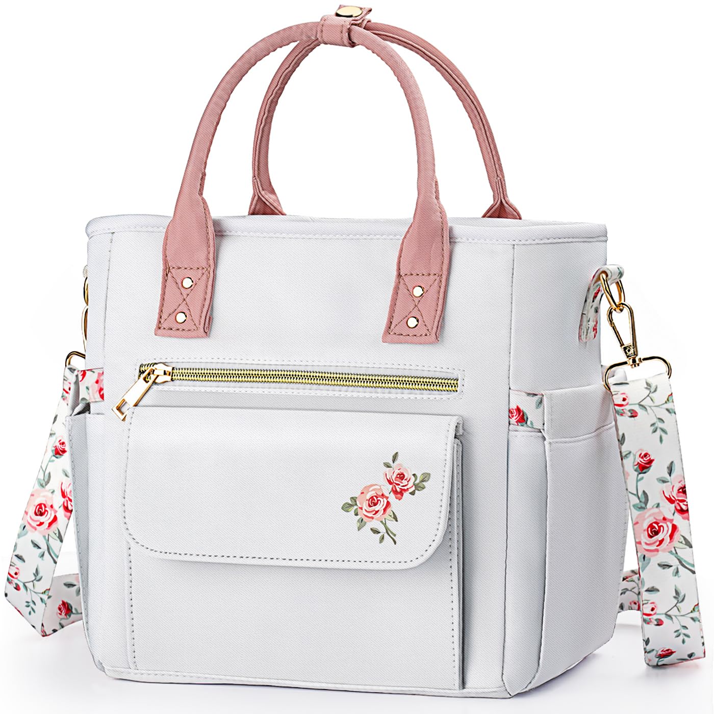 GLORIEROO Deluxe Insulated Lunch Box Bag Women - Leakproof Waterproof Cooler with Multi Pockets Removable Strap for Work Picnic - Teacher Mothers Day Christmas Birthday Gifts