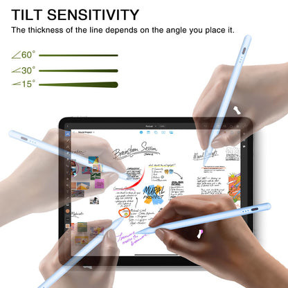 Pen for iPad 2018-2025, HATOKU 15 Mins Fast Charging Pencil 1st Gen with Tilt & Palm Rejection Compatible with iPad Air 3/4/5/M2/M3, iPad mini 5/6/7, iPad 6/7/8/9/10/11, iPad Pro 11"/12.9"/M4 (Blue)