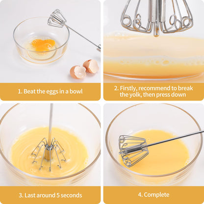 KSENDALO SUS304 Stainless Steel Whisk & Beater Set - Manual & Automatic Handheld Easy Semi-Auto Mixer for Cooking - 12 & 14inch Frother Spinner, Mixer & Stirrer for Eggs, Hand, and Milk