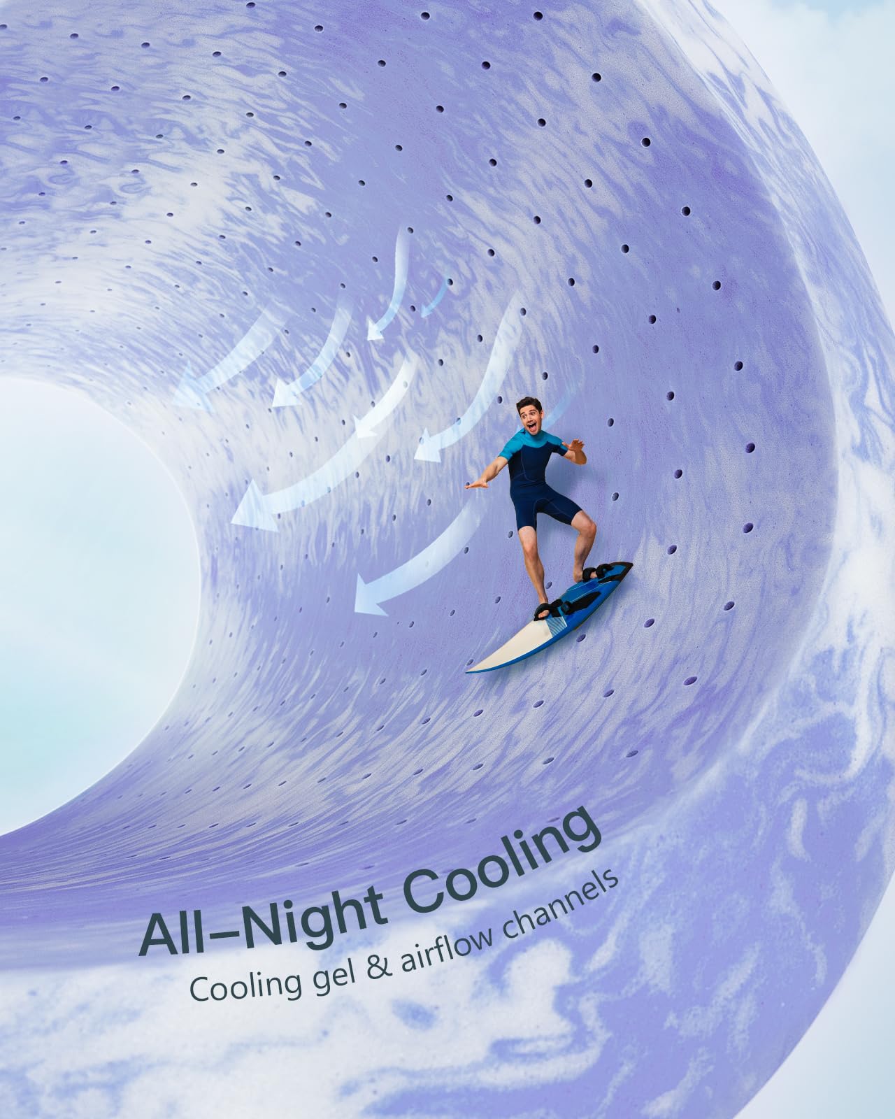 PERLECARE 3 Inch Queen Memory Foam Mattress Topper for Pressure Relief, Cooling Gel Infusion, CertiPUR-US Certified Purple, PCMTQ34PU-US