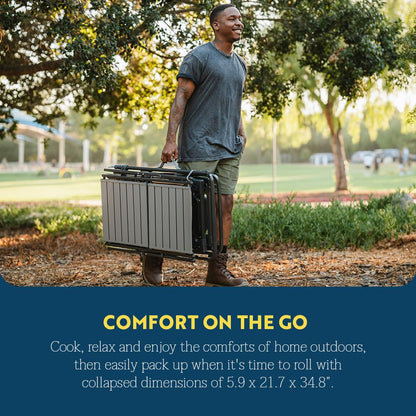 GCI OUTDOOR Master Cook Station | Portable Folding Kitchen Table with Soft Shell Sink, Heat Resistant Tabletop & Telescoping Lanter Pole, Perfect for Camping Trips