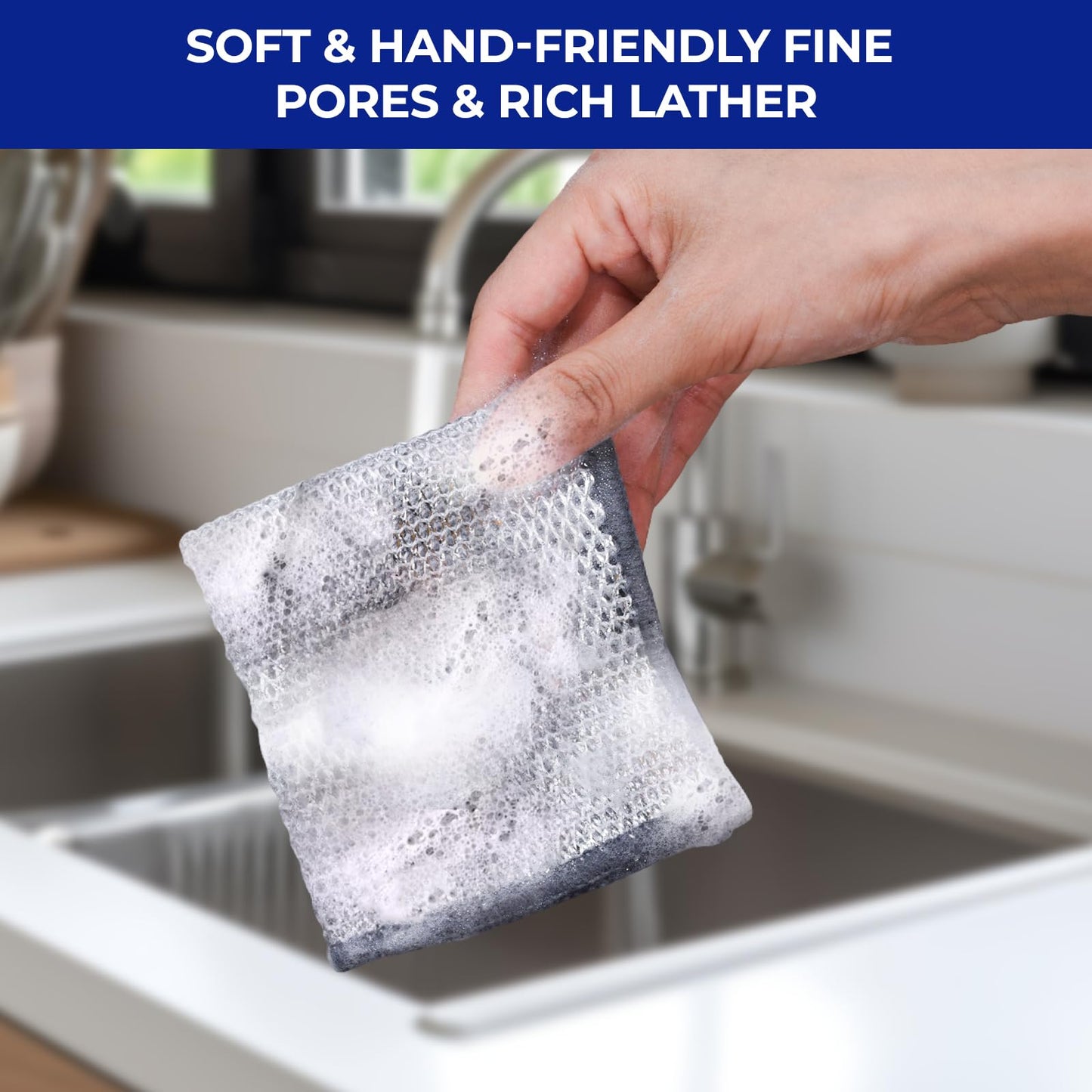 12 PCS New Upgrade 3-Layer Non-Scratch Multipurpose Steel Wire Dishcloths - Reusable Quick-Dry Odor-Free Scrub Cloths for Dishes, Kitchen Cleaning Cloths for Cookware, Sinks, Stove Tops 7.87“ x 7.87”