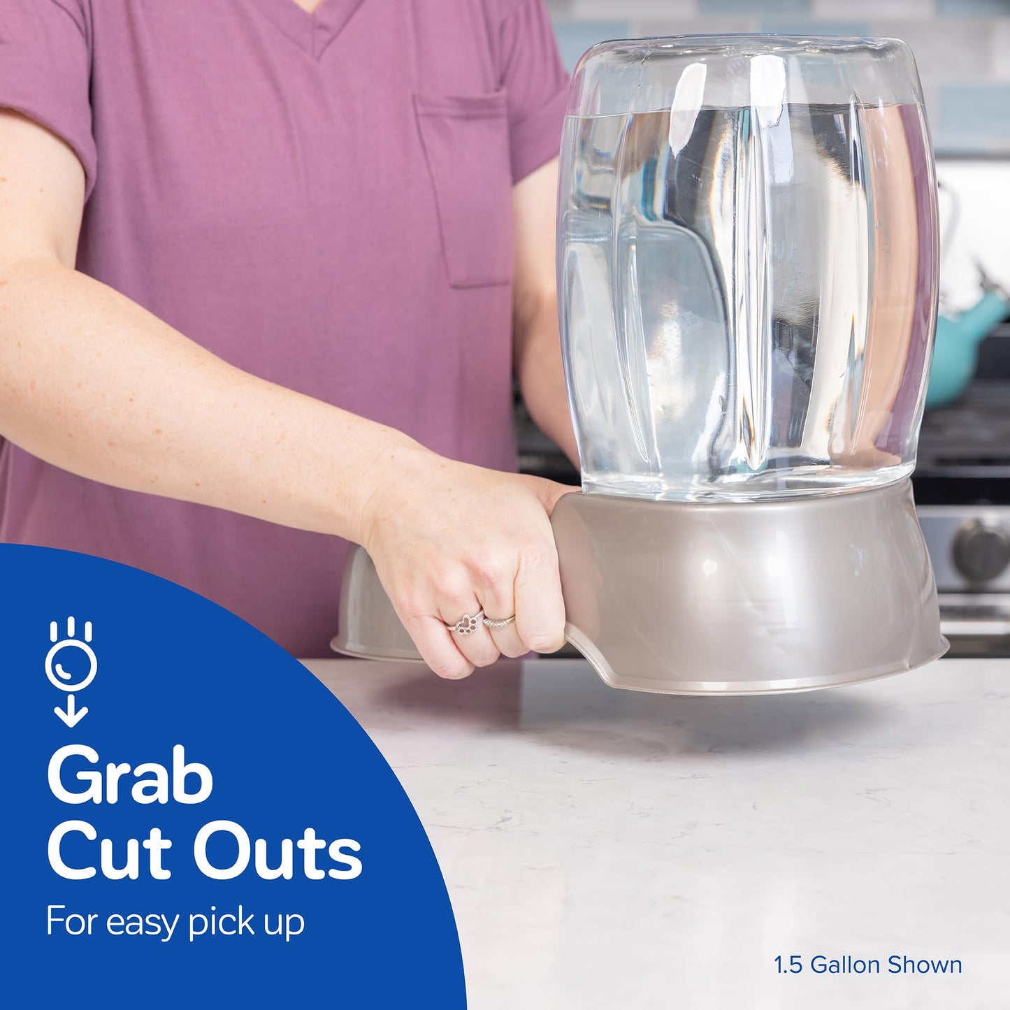 Petmate Pet Cafe Cat and Dog Water Dispenser - Water Bowl for Cats and Dogs, USA Made, .25 GAL, Pearl Ash Blue