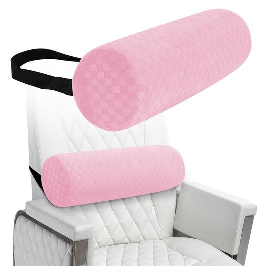 Lumbar Roll Pillow for Lower Back, Lumbar Support Foam Roll Cushion with Pillowcase and Upgraded Strap for Office, Chair, Car, Seat Pain Relief & Improving Posture (Light Pink, Long-15 * 4.3'')