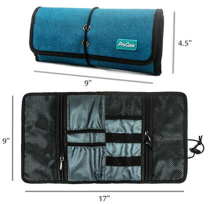 ProCase Electronic Organizer Cord Pouch, Travel Cable Charger Phone Accessories Bag Organizer Roll up Tech Carrying Case for USB Cables SD Memory Cards Earphone Flash Hard Drive -Green