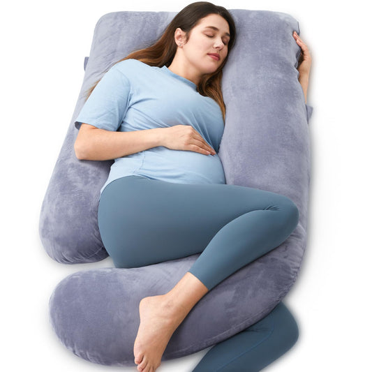 Momcozy Pregnancy Pillows for Sleeping, U Shaped Full Body Maternity Pillow with Removable Cover - Support for Back, Legs, Belly, HIPS for Pregnant Women, 57 Inch Pregnancy Pillow for Women, Grey
