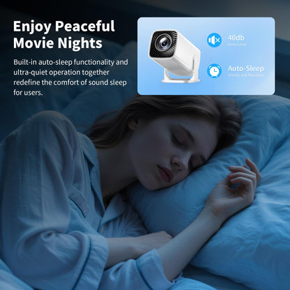 Mini Projector, Portable Projector 4K Support, Full HD 1080P Outdoor Projector, 270° Rotation Movie Projector, Compatible with Smartphone, TV Stick, Laptop, PS4, HDMI, USB (No WiFi or Bluetooth)