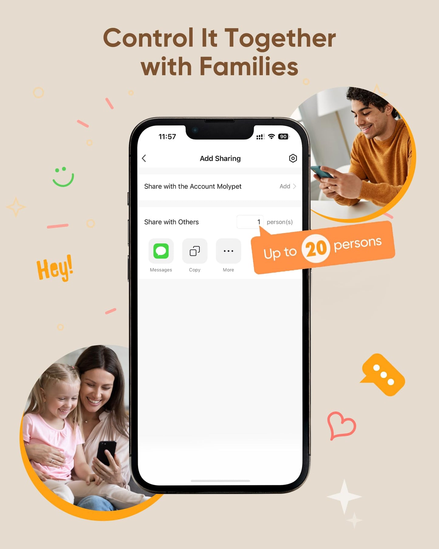 Molypet Automatic Cat Feeder 2 Cats - 5G WiFi Pet Feeder with APP Control, 6L Dry Food Dog Feeder with Blockage Alarms, 1-10 Meals Per Day