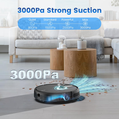AIRROBO Robot Vacuum and Mop, 3000Pa Powerful Suction Robot Vacuum Cleaner with Self-Charging, Wi-Fi/App/Voice Control, Advanced Obstacle Avoidance, Slim Design, Ideal for Pet Hair, Hard Floor,Carpet