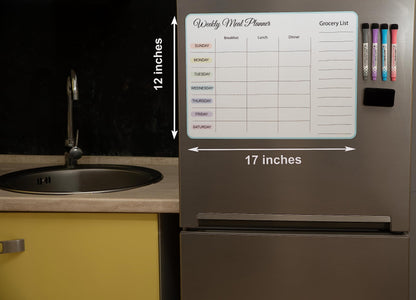 15x11 inch Menu Board for Kitchen - Weekly Meal Planner Magnetic - Weekly Menu Board - Meal Plan - Menu Planner for Fridge - Fridge Menu Magnet