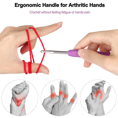 Katech Crochet Hooks Kit with Case, 85-Piece, Ergonomic Crochet Needles Weave Yarn Kits DIY Hand Knitting Art Tools for Beginners and Experienced Crochet Lovers