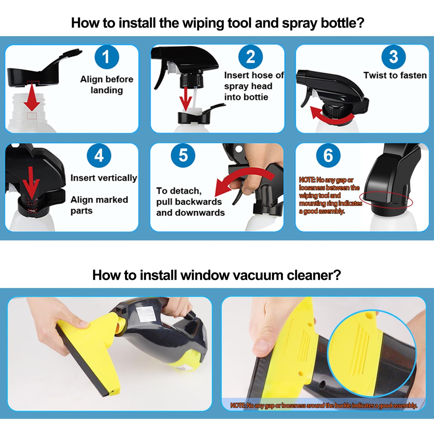 Rechargeable Window Vac, Power Window Vacuum Cleaner Set, Window Squeegee Electric Cleaning Tool for Windows, Tiles, Mirrors, 200ml Water Tank