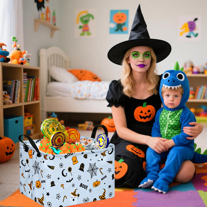 MAIZMZ Halloween Storage Basket Pumpkin Ghost Gift Basket for Kids Foldable Toy Box Waterproof Organizer Bin Laundry Nursery Hamper for Home Office Dorm Closet Shelf