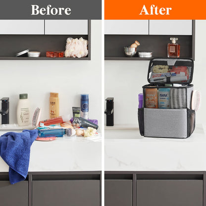 Lifewit Mesh Shower Caddy Bag Portable College Dorm Room Essentials Caddy Tote Basket for Bathroom, Gym, Travel, Camping Quick Dry Hanging Shower Organizer Toiletry Bag for Women Wen, Large, Gray