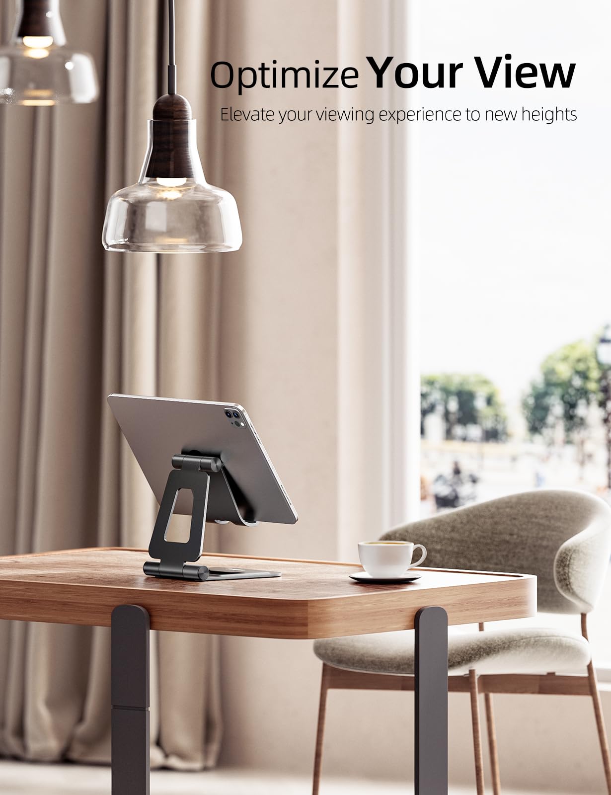 Nulaxy Aluminum Dual Foldable iPad Stand, Fully Adjustable Desktop Tablet Holder, Tablet Accessories for Office Kindle Compatible with Mobile Devices iPad Pro/Air/Mini, iPhone Pro/Max/Plus, Black