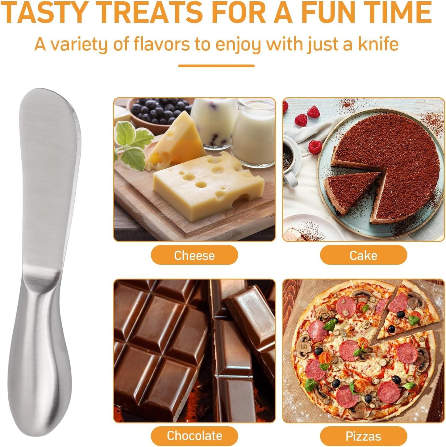 Linwnil Spreader Knife Set,4-Piece Cheese and Butter Spreader Knives,Mini Serving Tongs,Stainless Steel Multipurpose Butter Knives