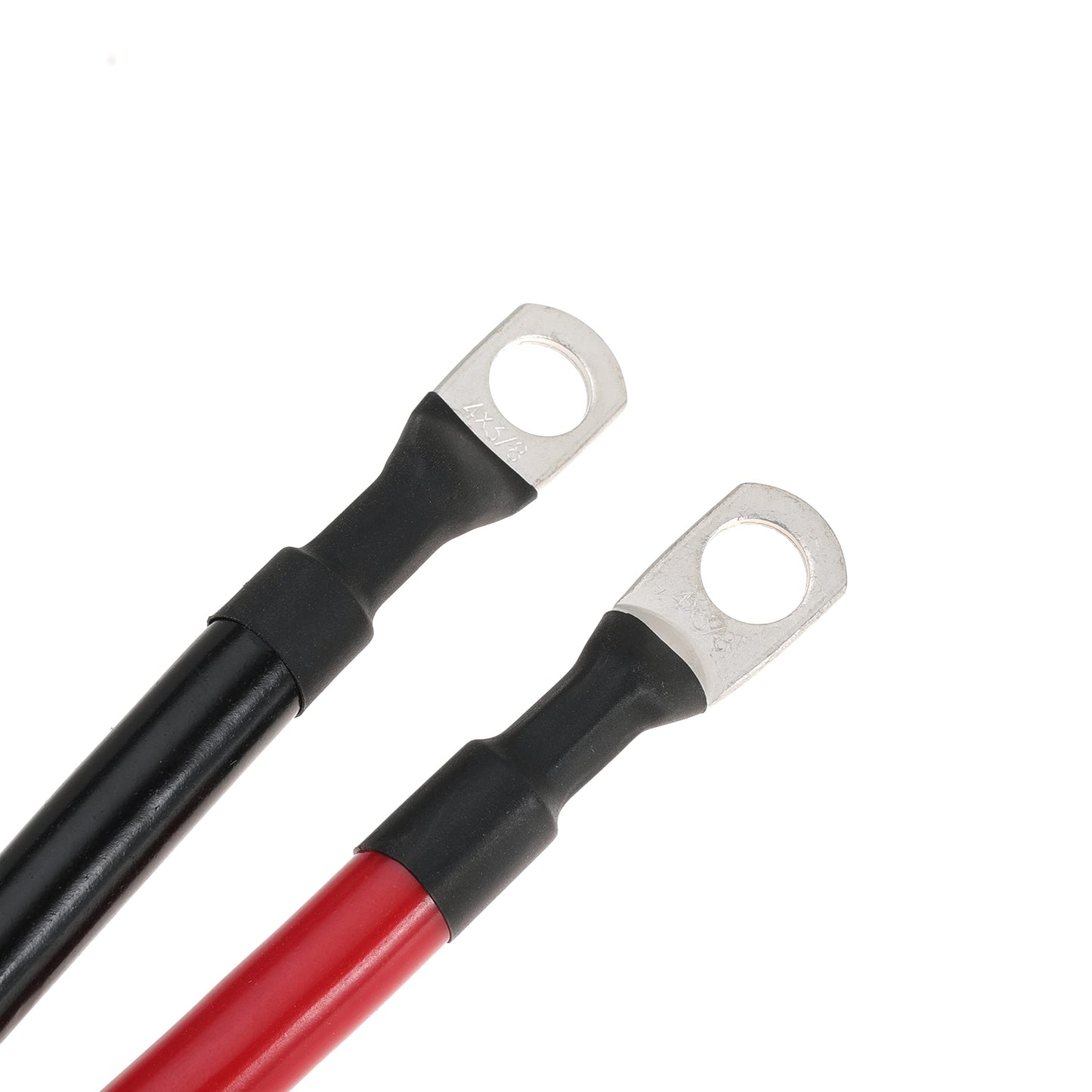 4 AWG Battery Cable 4AWG Gauge Pure Copper Battery Inverter Cables with 3/8 in Lugs Both Ends Power Inverter Wire Set for Automotive Solar Marine Boat RV Car Motorcycle Red and Black (4FT)