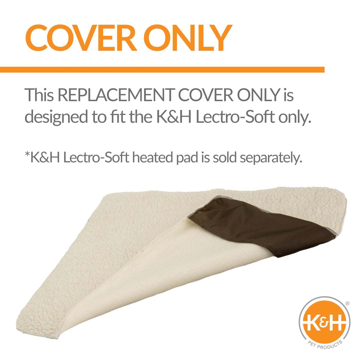 K&H Pet Products Lectro-Soft Outdoor Heated Dog & Cat Bed Replacement Cover, Fits K&H Lectro-Soft Large Beds (Heated Bed Sold Separately), Machine Washable Soft Fleece Cover - 36 X 25in