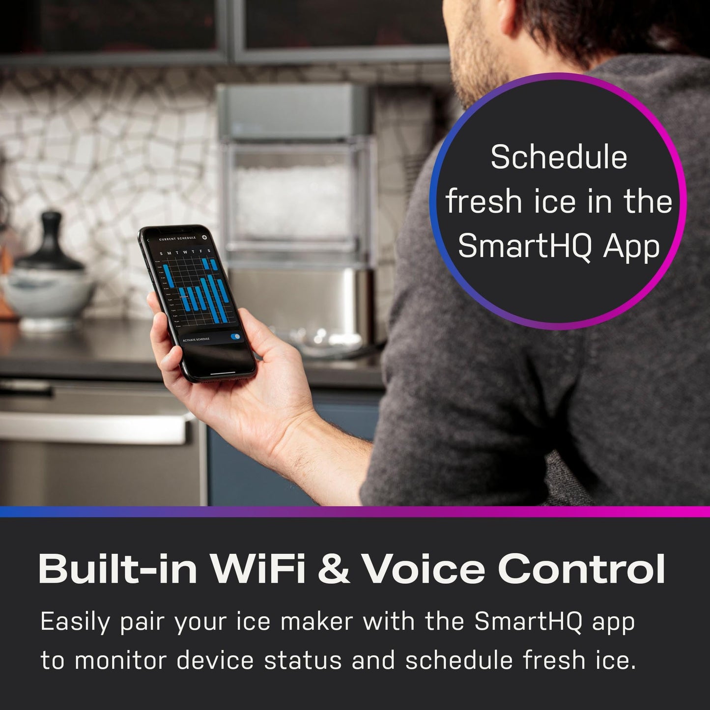 GE Profile Opal 2.0, Chewable Crunchable Countertop Nugget Ice Maker, Scoop included, 38 lbs in 24 hours, Pellet Ice Machine with WiFi & Smart Connected, Stainless Steel