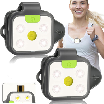 innofox Running Light, 2Pack Reflective Safety-Light for Runners, Rechargeable LED Light, Clip On Running Lights with Runners and Joggers for Camping, Hiking, Running, Outdoor Adventure (Black)