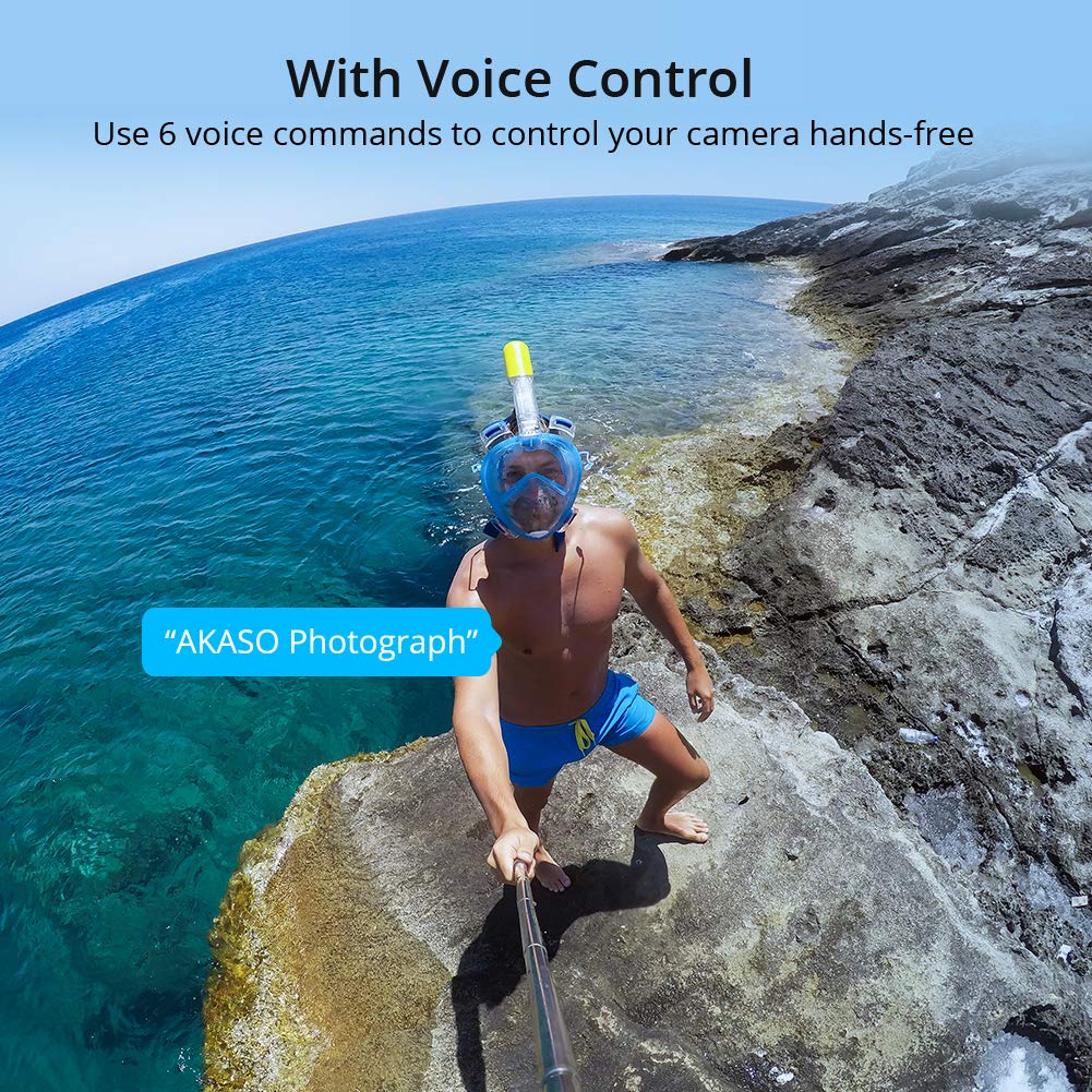 AKASO Brave 6 Plus Native 4K30FPS 20MP WiFi Action Camera with Touch Screen EIS 4X Zoom Voice Control Remote Control 131 Feet Underwater Camera with 2X 1350mAh Batteries and Helmet Accessories Kit