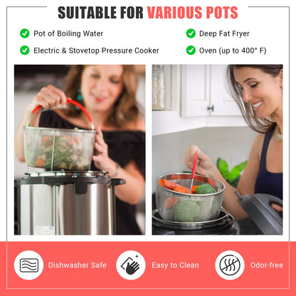 Original Salbree Steamer Basket for 6 qt quart Instant Pot Accessories, Stainless Steel Strainer and Insert fits IP Insta Pots, Instapot, Other Pressure Cookers, with Silicone Handle [3qt 8qt avail]