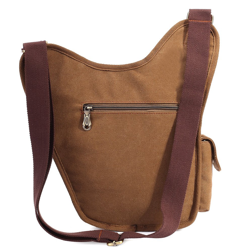Mens Vintage Canvas Shoulder Bag Military Messenger Sling Bags Chest Leather Bag(SG255-Canvas Khaki)