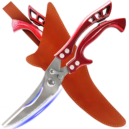 Heavy Duty Kitchen Shears by ANDONG, Kitchen Scissors,Stainless Steel Poultry Shears Heavy Duty Professional, Red