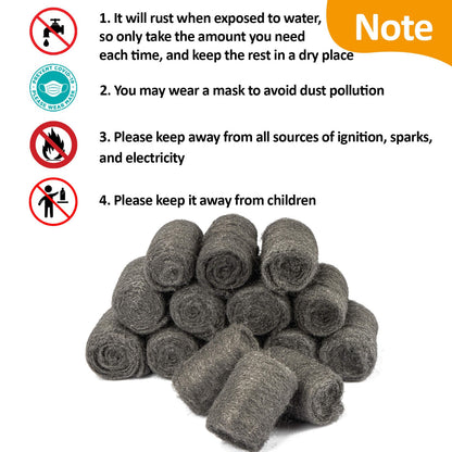 MAQIHAN Steel Wool Pads 0000 15PCS - Steel Wool 0000 Roll Glass Wood Fabric Metal Extra Fine Polishing Chrome Glass Polishing Pads Wool Steelwool Mice Control Weep Hole Covers Walls Fill