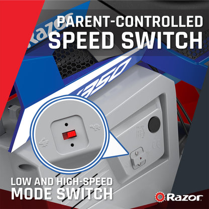 Razor MX350 Dirt Rocket Electric Motocross Bike, Blue, 10-12 inches