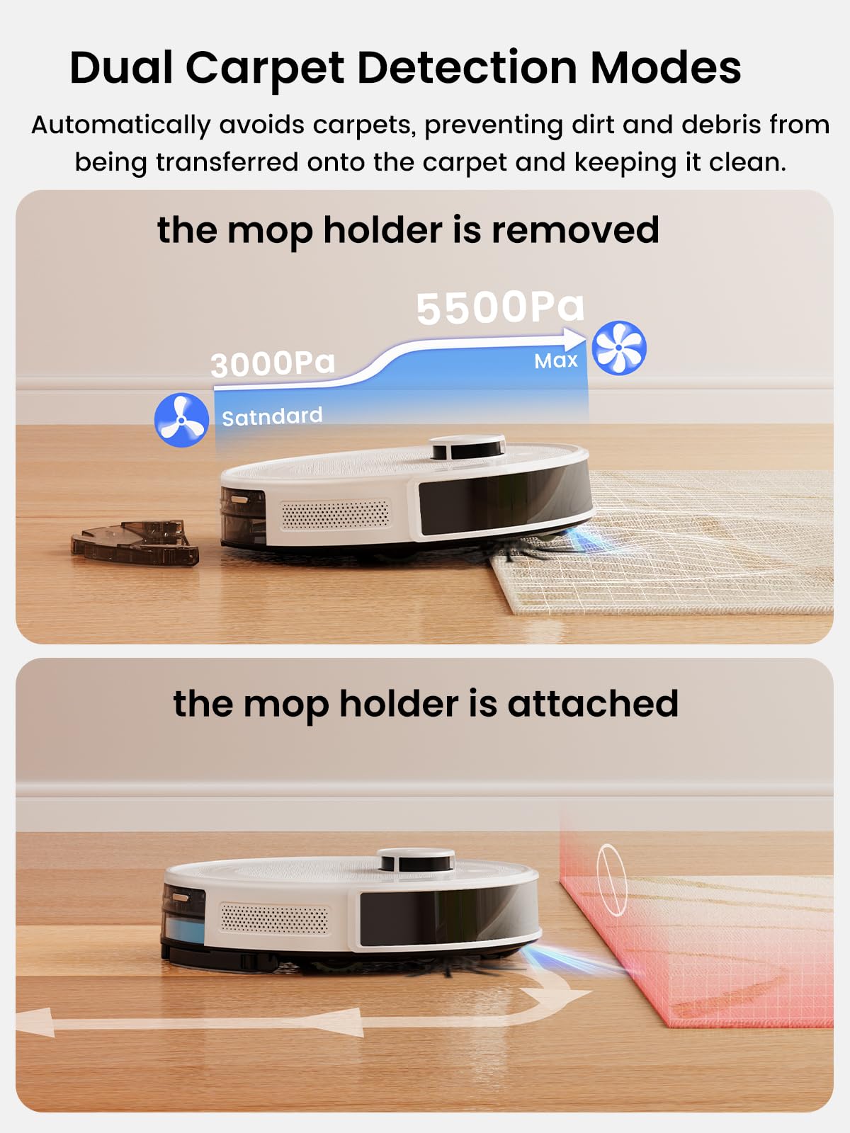 Lefant LiDAR Robot Vacuum and Mop, 45-Day Self-Emptying, 190° PSD Obstacle Avoidance, Customized Cleaning, Multi-Floor Mapping, 5500Pa Strong Suction, 140 Min Runtime, WiFi/Alexa/APP/iWatch, M2 Pro