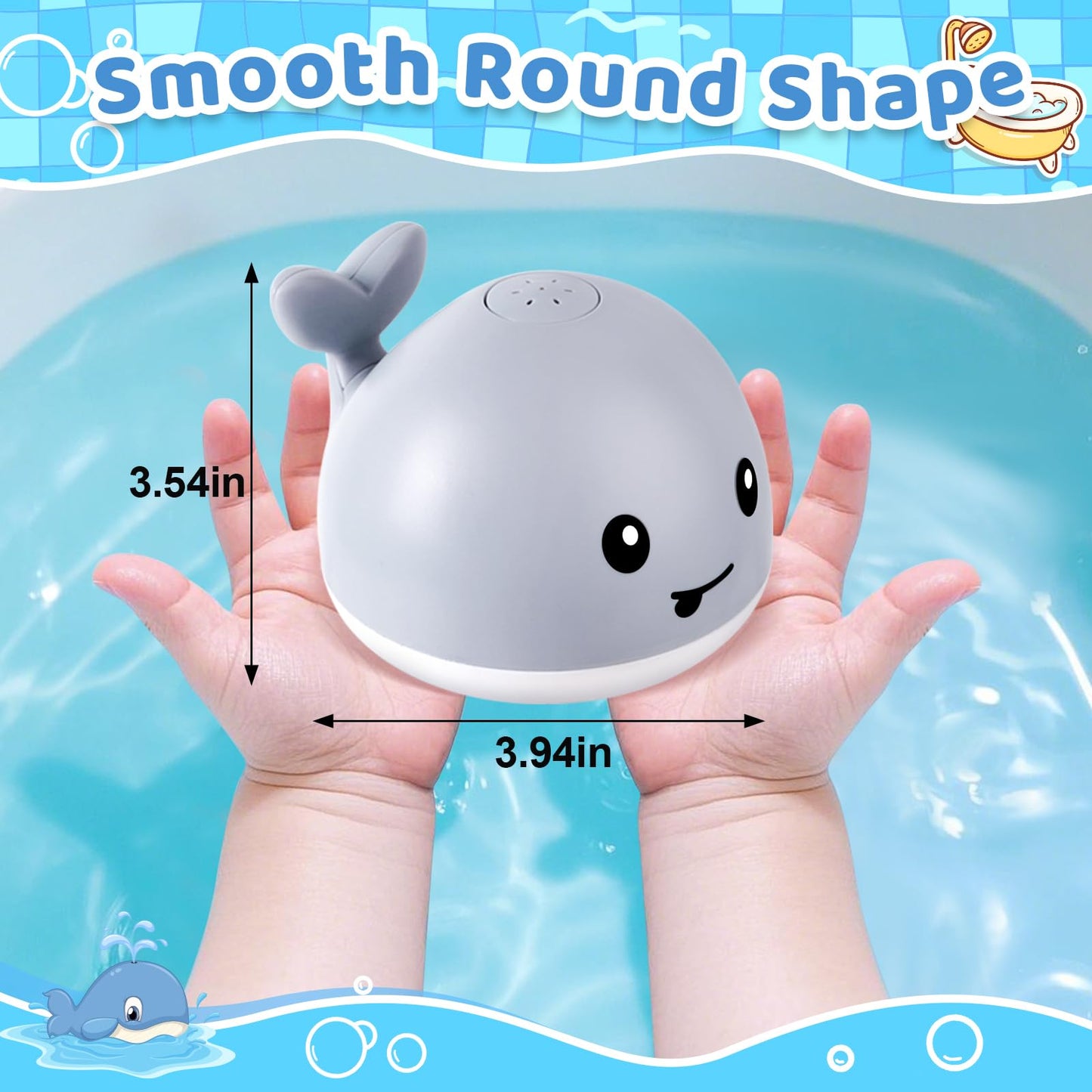 Gigilli Upgraded Baby Bath Toys, Rechargeable Light Up Bath Toys for Kids 1-3, Baby 6-12 12-18 Months Whale Bath Toy Sprinkler, Fountain Bathtub Toys Toddler Newborn Birthday Gifts