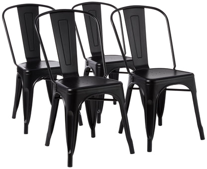 Amazon Basics Metal Dining Chairs, Matte Black, 1 Count (Pack of 4)