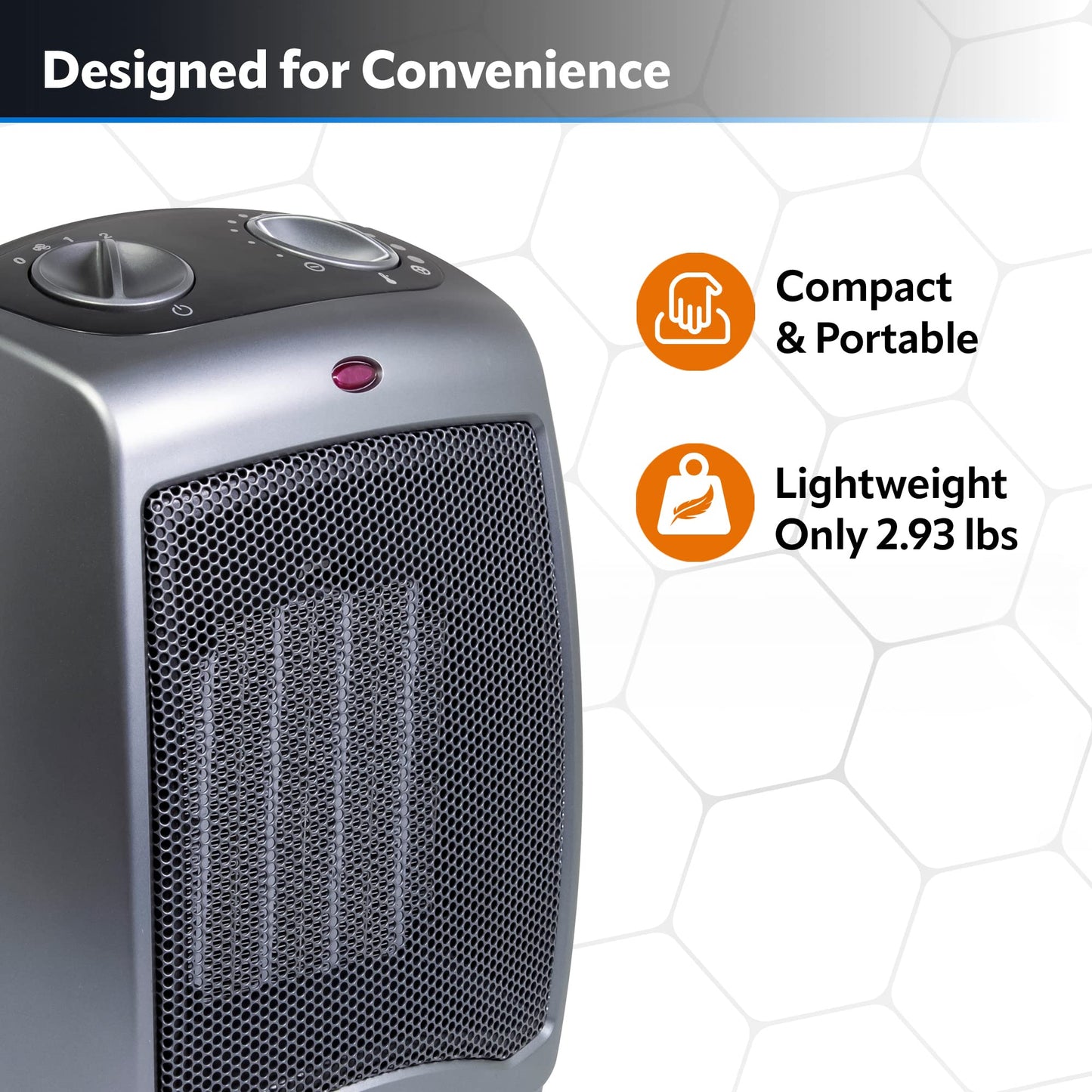 Lasko Portable Indoor Electric Ceramic Space Heater with Tip-Over Safety Switch, Overheat Protection and Thermostat, 2 Speeds, Safe for Home, 9.2 Inches, Dark Gray, 1500W, 754201