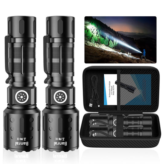 Rechargeable Flashlights High Lumens, Super Bright LED Small Powerful Tactical Flashlight with Memory Function, 6Modes Pocket Waterproof Flash Light for Camping,Emergency