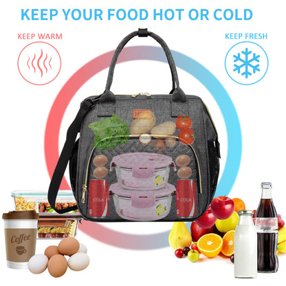 MCBD Lunch bags Insulated Lunch Box for Women,3 Carrying Way Large Tote Bag,Leakproof Reusable Cooler Backpack with Adjustable Shoulder Strap for Office Picnic Beach