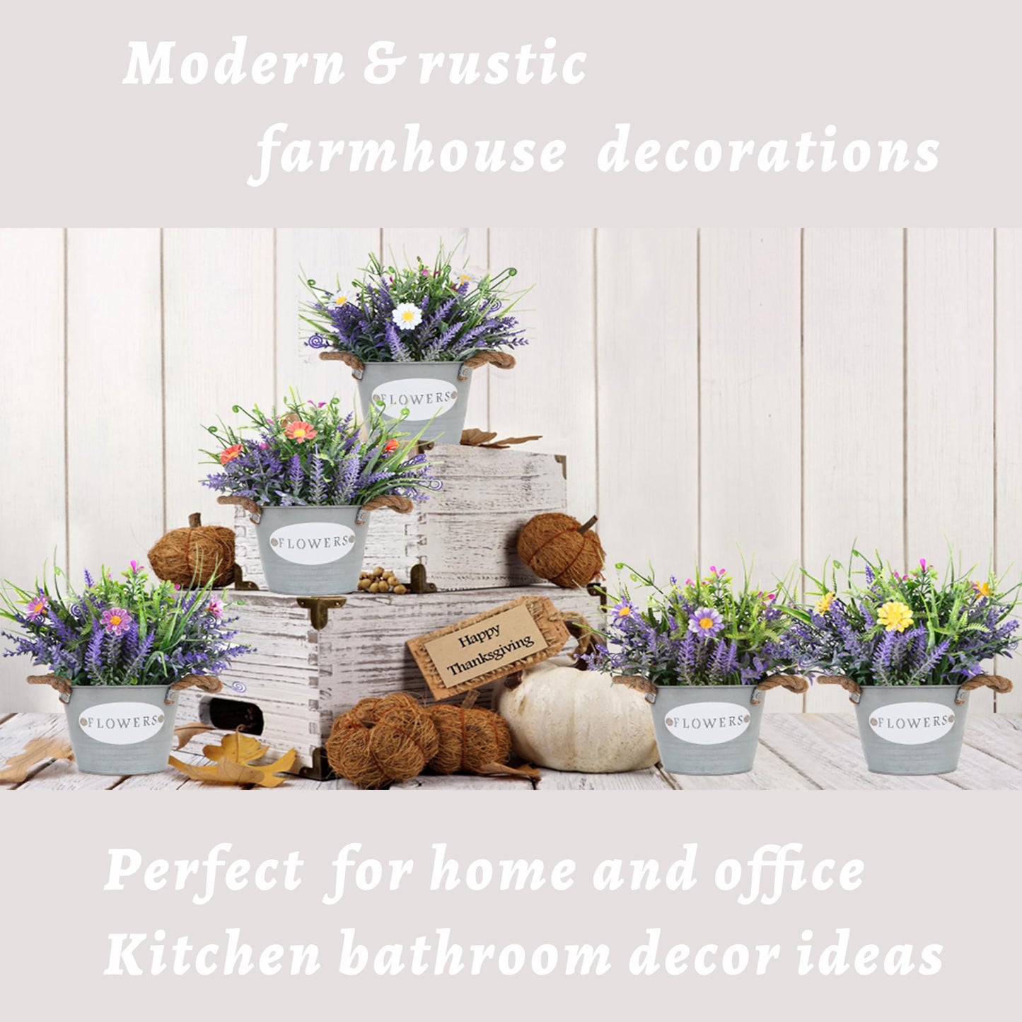 MIXROSE Fake Plants Purple Lavender Flowers in Pot 10" Tall Faux Artificial Potted Plant Greenery for Home Office Patio Coffee Table Farmhouse Aesthetic Bedroom Bathroom Decor