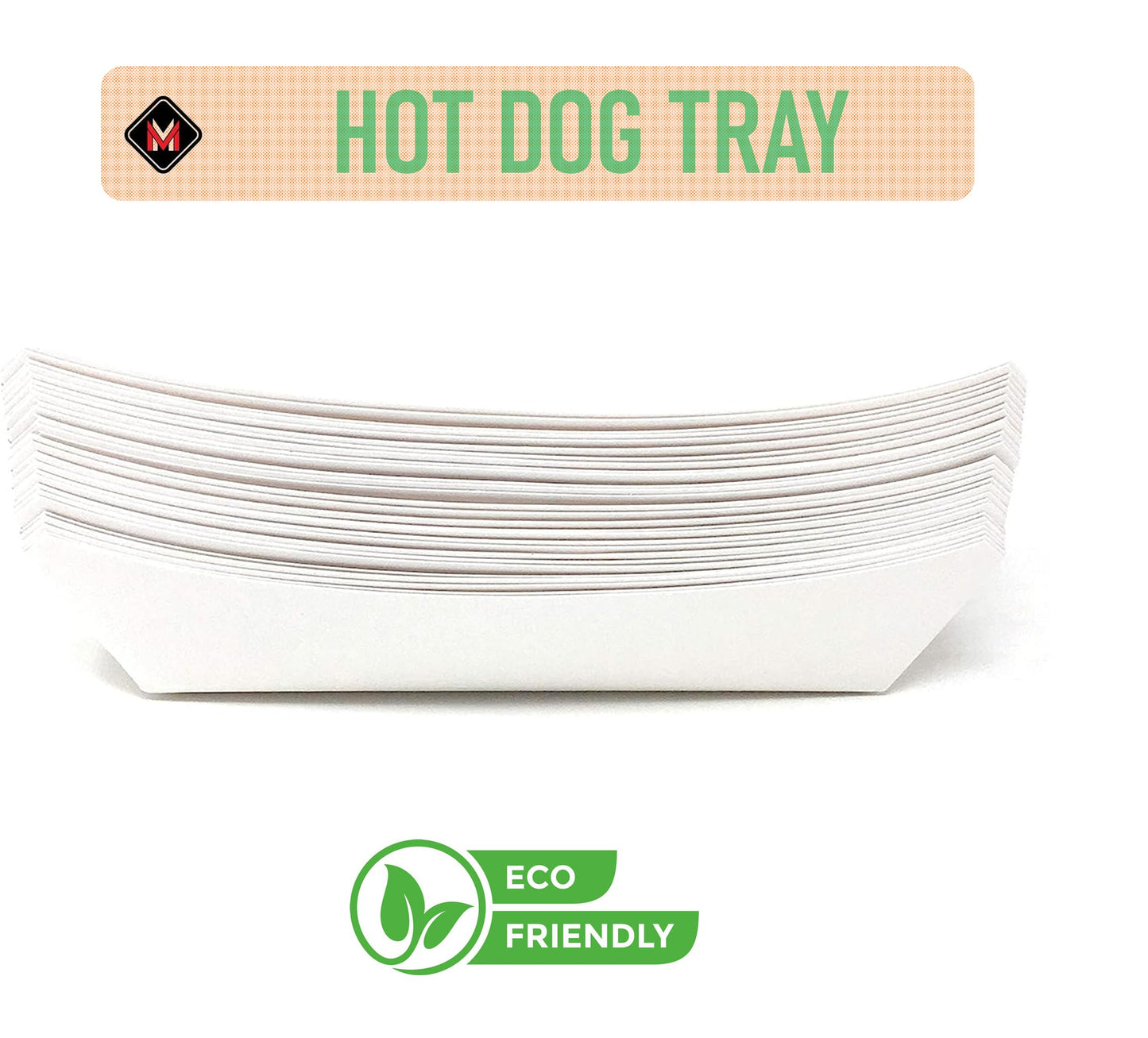 Mr Miracle 7 Inch Paper Hot Dog Tray in White. Pack of 250. Disposable, Recyclable and Fully Biodegradable. Made in USA