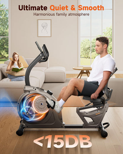 Niceday Recumbent Exercise Bike, Recumbent Bike for Home, Recumbent Stationary Bike 400LBS Weight Capacity, Magnetic Recumbent Bike with Smart APP, LCD Monitor, Heart Rate Handle