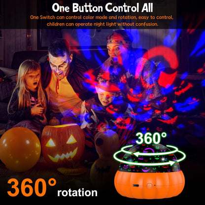 Pumpkin Star Projector Night Light for Kids,Baby Night Lights with Jack O'Lantern Faces & Starry Theme,360 Degree Rotation,Birthday Gift Toys