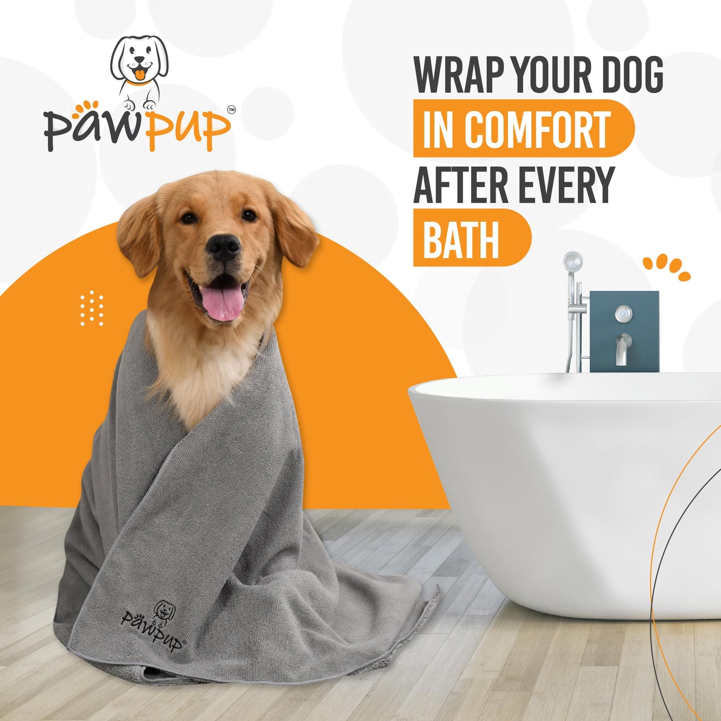 PAWPUP Dog Towels for Drying Dogs Super Absorbent Microfiber Pet Grooming Towel for Dogs, Cats and Other Pets (40 x 24 Inches, Brown and Grey)