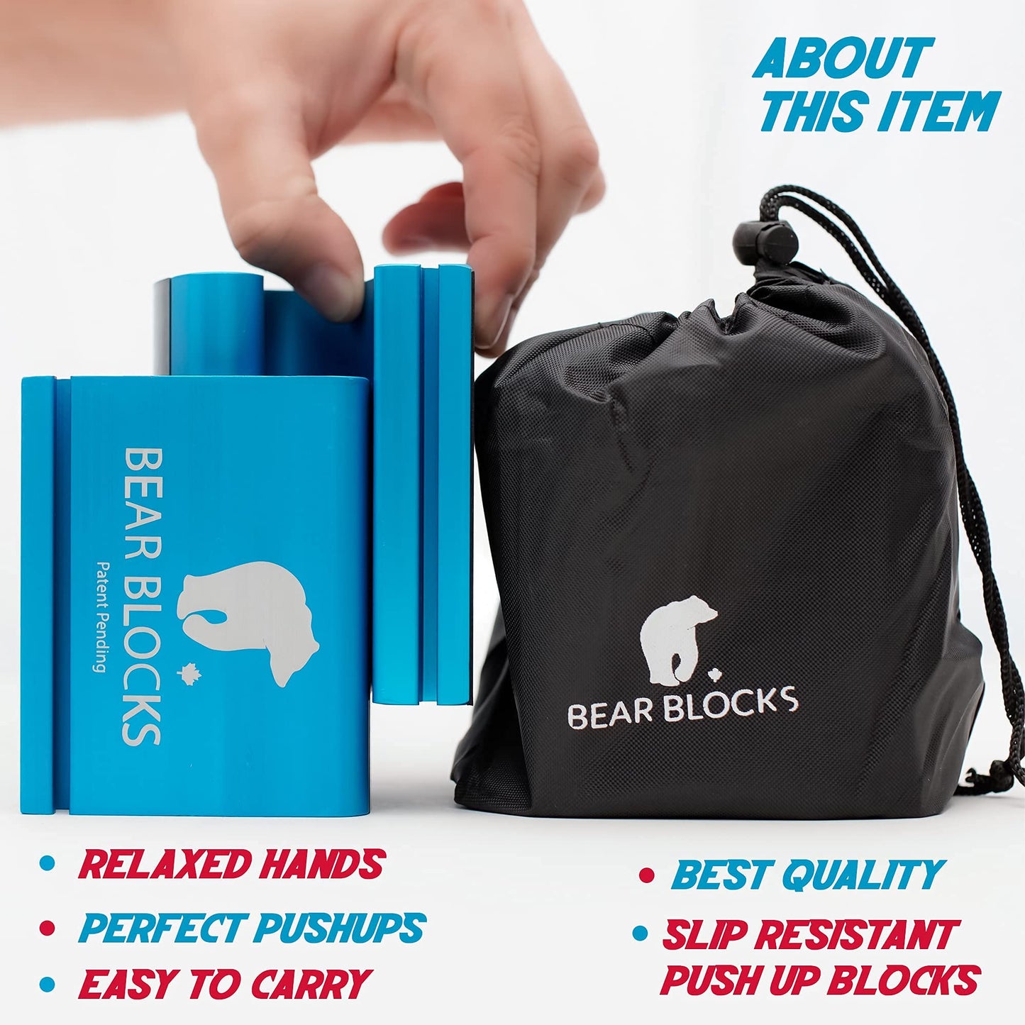 Portable Pushup Bars - Perfect Push Up Handles for Home Gym - Best Calisthenics Handles - Gym Gifts for Men - Non-Slip Home Workout Equipment - At Home Gym Equipment - Traveling Fitness Equipment