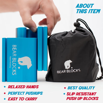 Portable Pushup Bars - Perfect Push Up Handles for Home Gym - Best Calisthenics Handles - Gym Gifts for Men - Non-Slip Home Workout Equipment - At Home Gym Equipment - Traveling Fitness Equipment