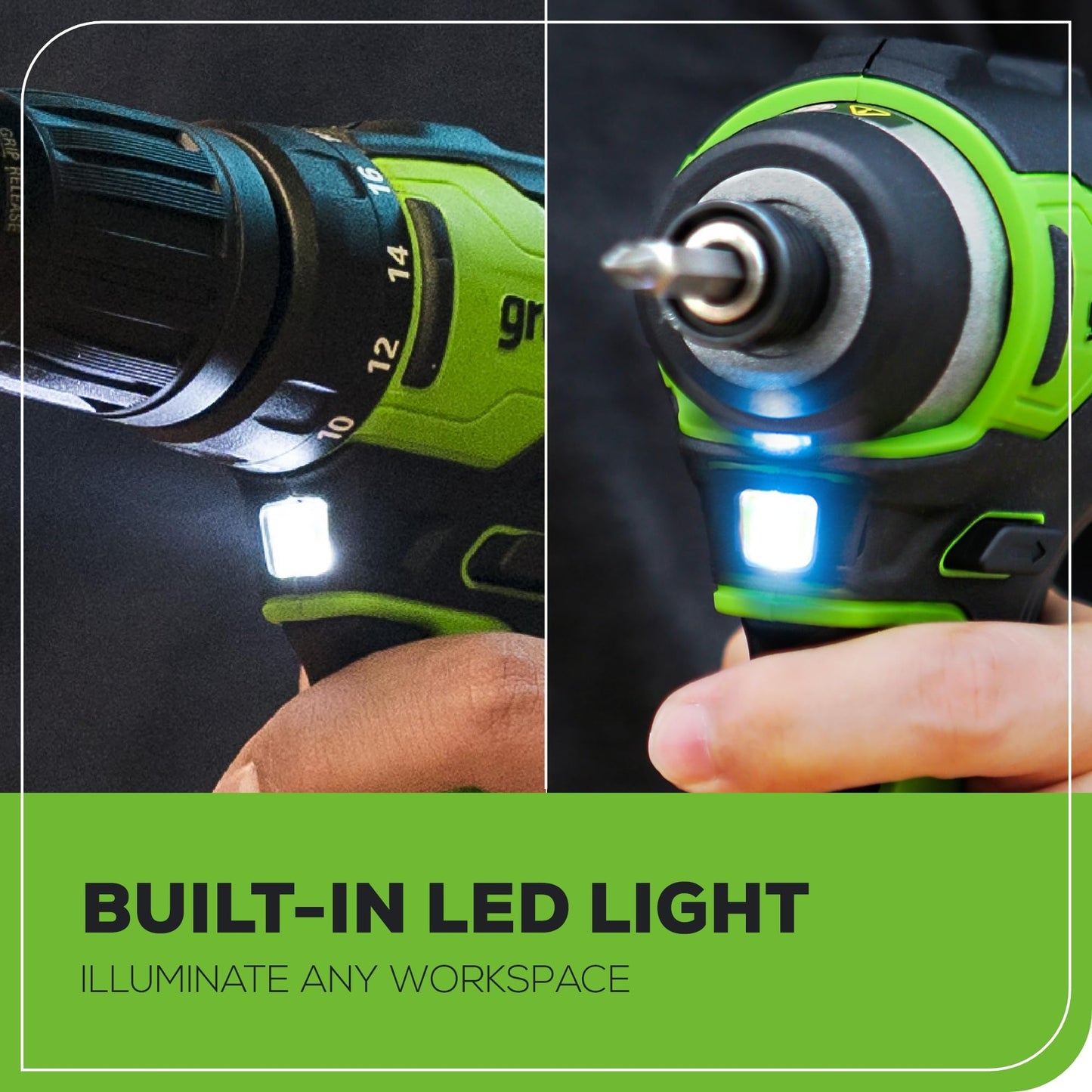 Greenworks 24V Brushless Cordless Drill and Impact Driver,Power Tool Combo Kit Included 1/2”Drill & 1/4”Hex Impact Driver and (2) Batteries, Fast Charger, 2 pcs Drill Bit Set & Bag