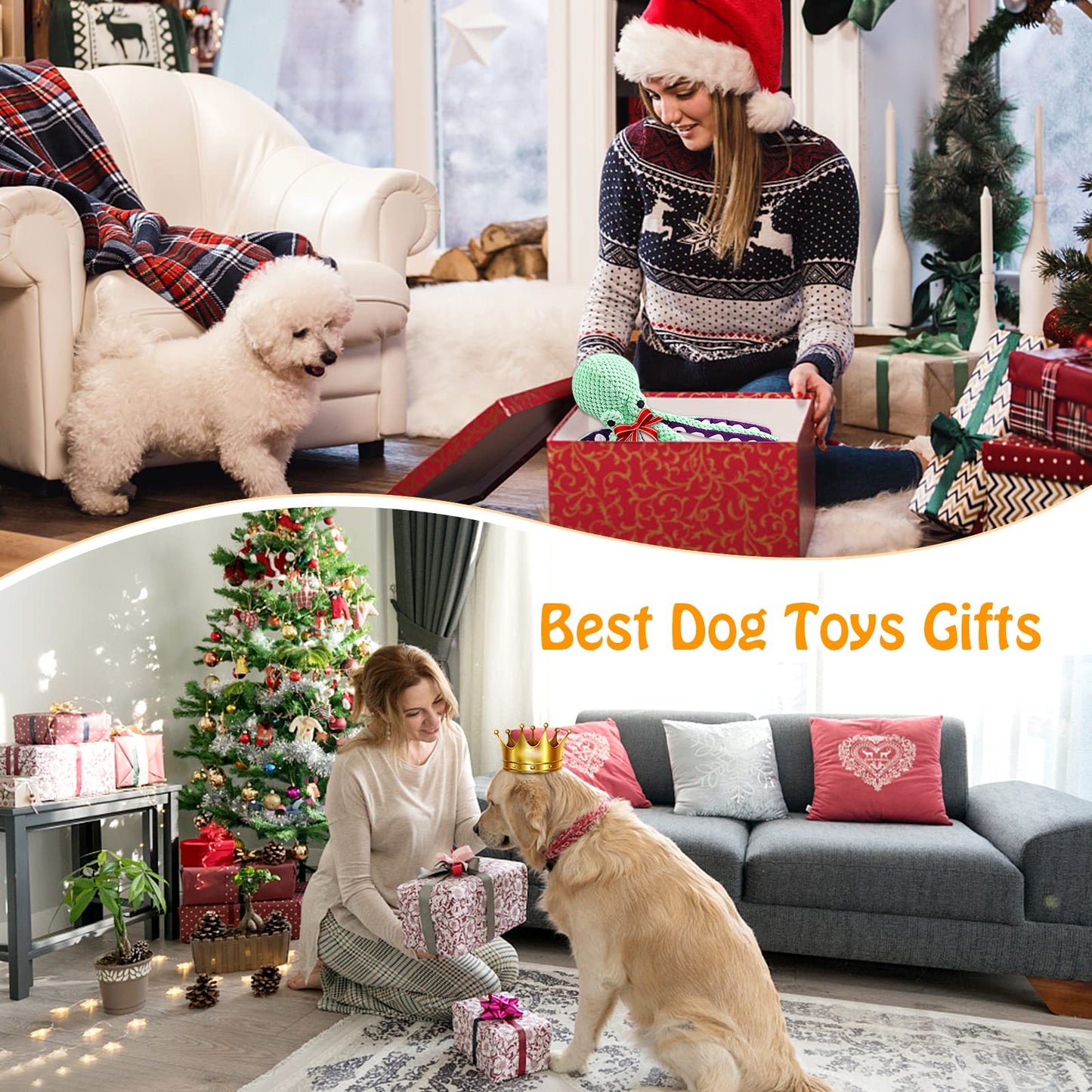 Fuufome Large Squeaky Dog Toys- Plush Dog Toys with Soft Fabric for Small, Medium, and Large Dogs Daily Companionship, Training Reward Gift