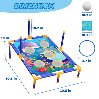 3-in-1 Bean Bag Toss Game Toy,Outdoor Toss Game with Stand for Ring Toss,Bean Bags & Balls, Family Party Supplies for Kids,Birthday for Boys,Toddlers Ages 3 4 5 6 Years Old