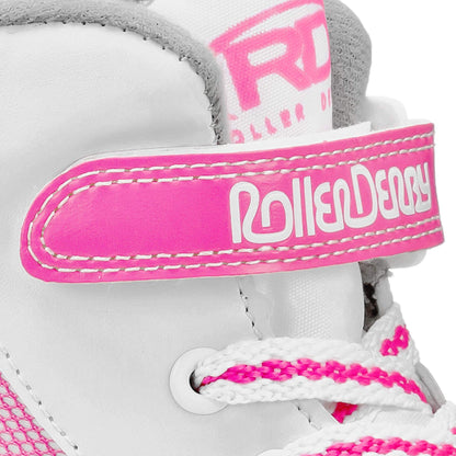 Roller Derby Firestar Youth Girl's Quad Roller Skates, White/Pink, Size 03