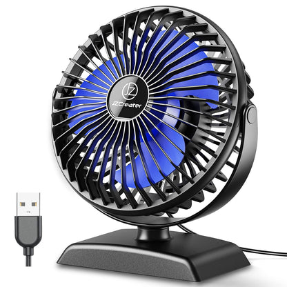 JZCreater Mini Desk Fan，3 Speed Ultra-Quiet Operation，Portable USB Cooling Fan for Office Desk, Bedroom Use, Personal Fan with Adjustable Tilt for Summer Indoor/Outdoor,USB-Powered, Black